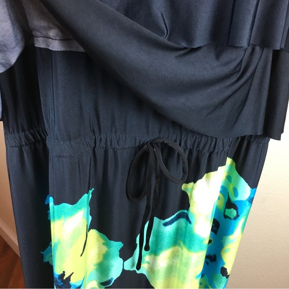 Style & Co Woman Sleeveless Ruffle Turquoise Floral Maxi Dress Size 2X - Picture 7 of 11